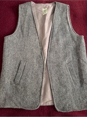 Vintage Herringbone Wool Vest - Gray